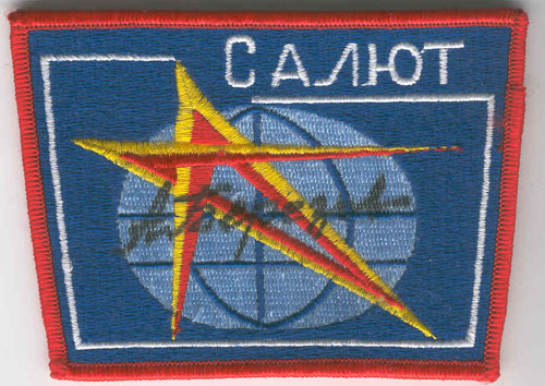  # aup155            Salyut station patches autographed by cosmonaut Berezovoy 1