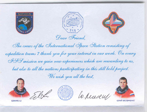  # ma201            Expedition-7 crew Greeting letter 2