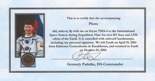 # gp620            ISS-9 Padalka-Fincke flown photo 2