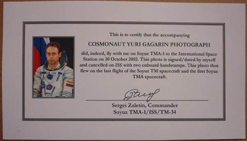  # zal350            Yuri Gagarin photo flown on ISS 2