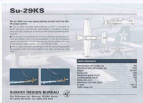  # amgzbrsh402            Su-29KS aerobatic aircraft Sukhoi brochure 2
