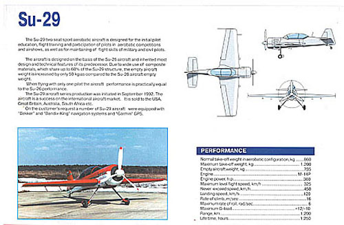  # yaksu401            SU-29 aerobatic Sukhoi aircraft brochure 2
