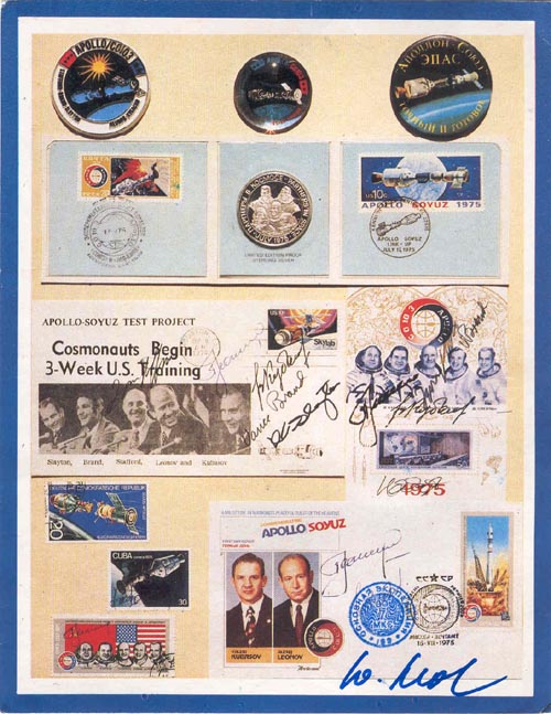  # astp092            ASTP memorabilia exhibit card flown on Soyuz TMA-2/ISS 1