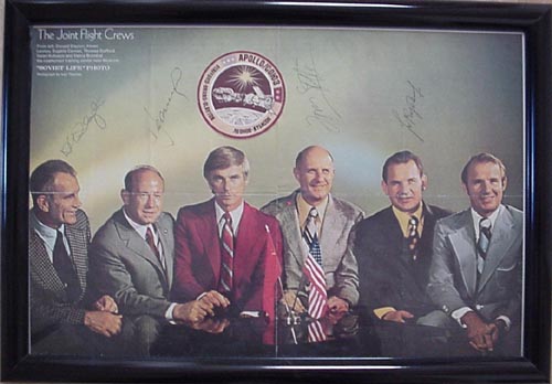  # pstnew113            ASTP signed by 5 members of flight framed poster 1