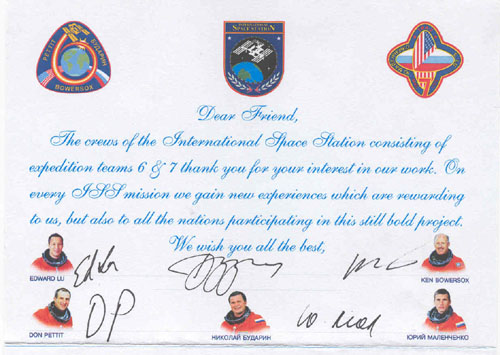  # fc034            ISS-6 & 7 Expeditions Letter 2