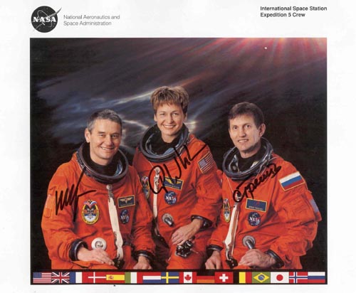  # cspc120            ISS Expedition-5 crew signed NASA print 1