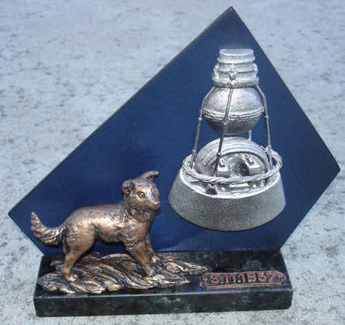  # sscp301            Sputnik-2 Laika space dog sculpture 1